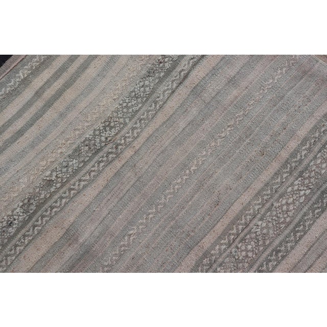 Textured Horizontal Stripe Design Turkish Vintage Kilim Rug in Soft Pastels For Sale - Image 11 of 11