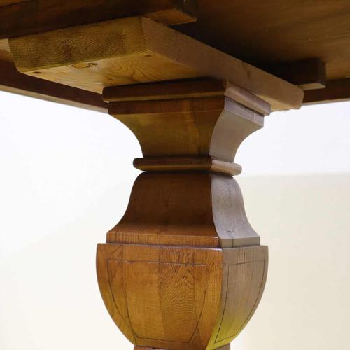 Brown Wood Table with Double Turned Base For Sale - Image 8 of 12