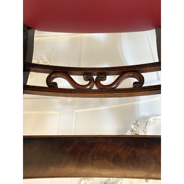 Red Set of Antique George III Mahogany Desk Chairs, 1800s For Sale - Image 8 of 13