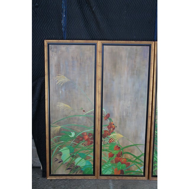Summer Rain After Saikai Hoitsu Contemporary School Oil Painting Folding Screen For Sale - Image 18 of 18