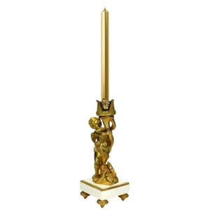 Napoleon III Style Candlestick in White Marble and Fire-Gilt Bronze, 1860s