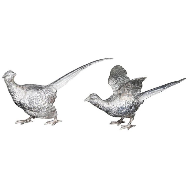 Vintage Sterling Silver Pheasants from Edward Barnard & Sons, London, 1971, Set of 2 For Sale - Image 16 of 16