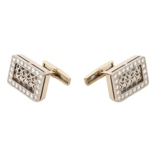 18k White Gold and Diamond Cufflinks For Sale