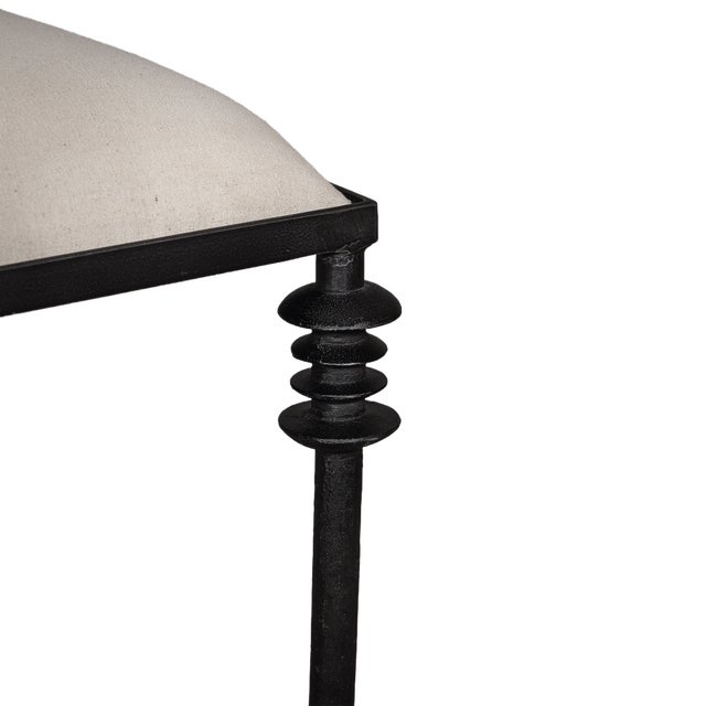 Modern Modern Bench With Linen Upholstered Top For Sale - Image 3 of 3