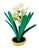 Hyacinth arrangement hand carved from a natural material. Potted in an oval shaped raised jardiniere. Hand colored.