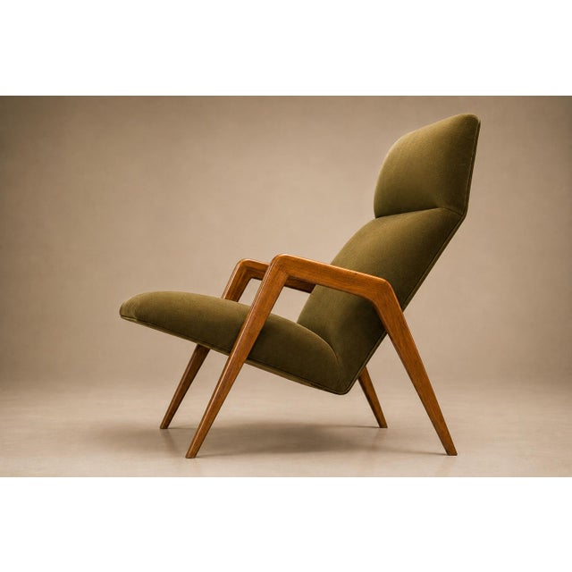 Brazilian Modern Armchair in Pau Marfim & Green Mohair, Pierre Weckx, 1950s For Sale - Image 10 of 15