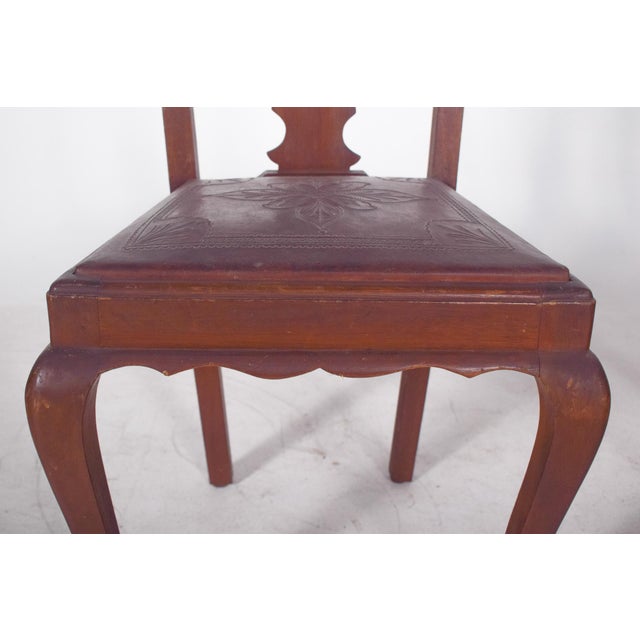 Chairs with Embossed Leather Seats, 1950s, Set of 2 For Sale - Image 9 of 12