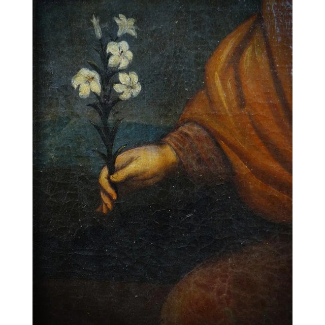 French School Artist, Saint Joseph Holding a Lily, Oil on Canvas, 18th Century, Framed For Sale - Image 6 of 15