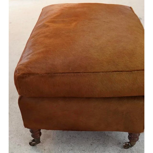 1980s Vintage Smith English Animal Hide Ottoman Chairish