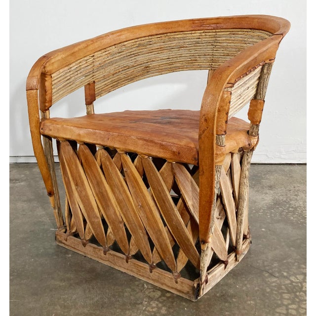 Vintage Mexican Cedar Wood and Leather Equipale Lounge Chair For Sale - Image 12 of 12