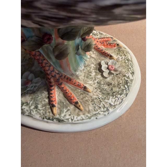 Silver Fine Mottahadeh Large Porcelain Model of Silver Feathered Pheasant Hen For Sale - Image 8 of 12
