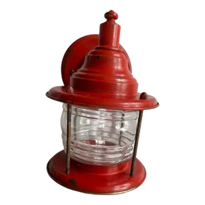 Original Red Painted Copper Jar Porch Sconce, Circa 1920
