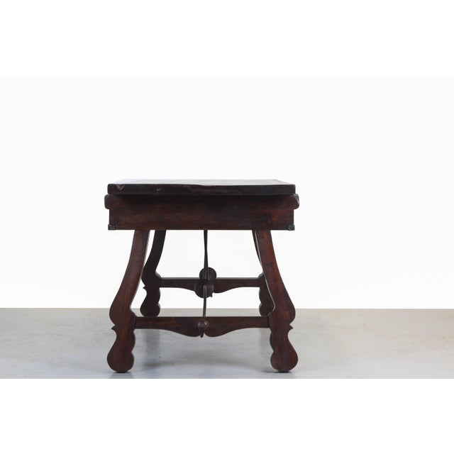 Renaissance Spanish Elm and Wrough Iron Desk, 1960 For Sale - Image 3 of 8