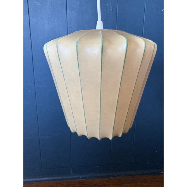 Vintage Mid-Century Modern Resin and Metal Cocoon Pendant Lamp Shade For Sale - Image 12 of 12