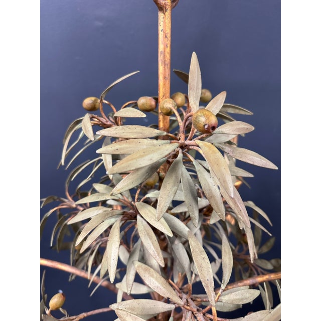 Vintage Tole Olive and Olive Leaf Chandelier For Sale In Richmond - Image 6 of 9
