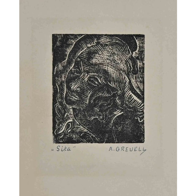 Modern Arthure Greuell, Sita, Woodcut, Mid-20th Century For Sale - Image 3 of 3