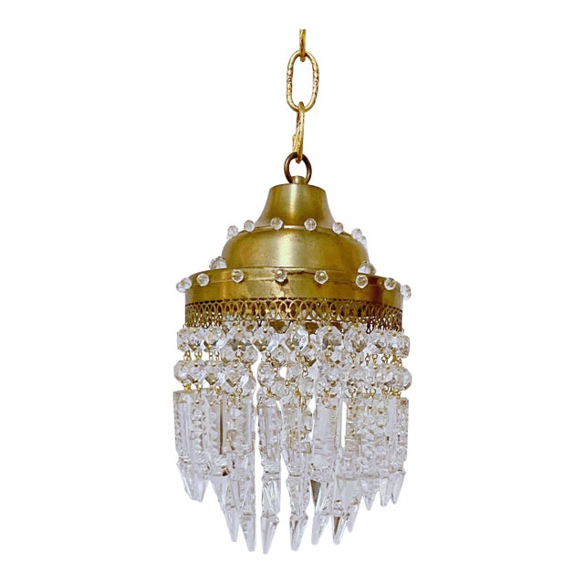 Vintage Italian Brass Upside Down Layered Cake Chandelier For Sale