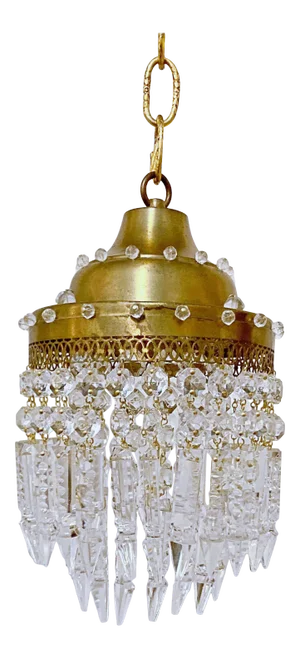 Vintage Italian Brass Upside Down Layered Cake Chandelier