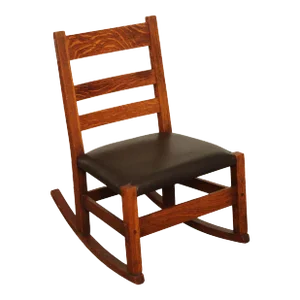 Mission Antique Oak and Leather Children's Rocking Chair