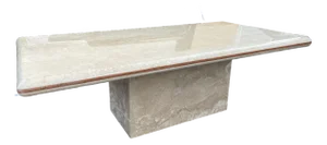 Vintage Mid Century Modern Italian Travertine Polished Marble Coffee Table