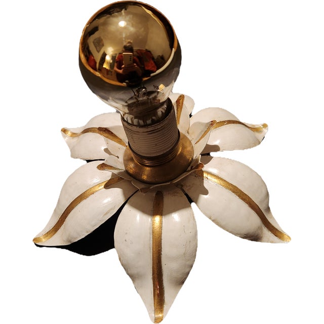 Florentine Hollywood Regency Style Hand-Forged Gilded Ceiling or Wall Lamps with Metal Leaves and Floral Patterns, 1950s For Sale - Image 7 of 18