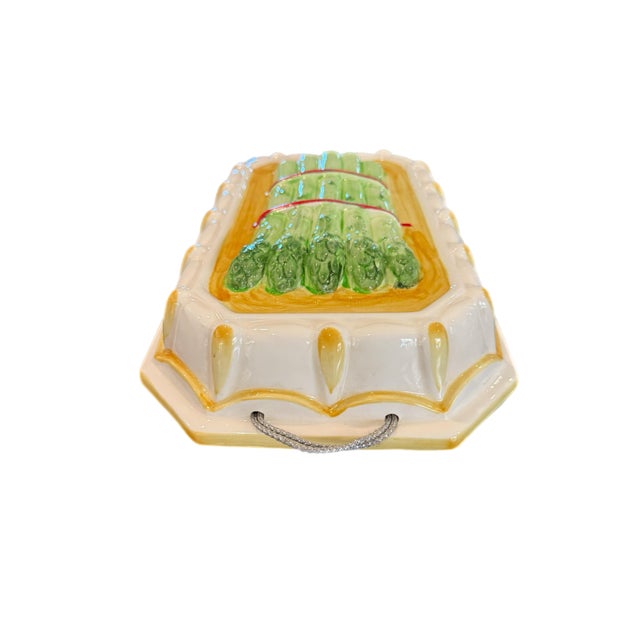 Ceramic Vintage Majolica Style Asparagus Wall Plaque For Sale - Image 7 of 10