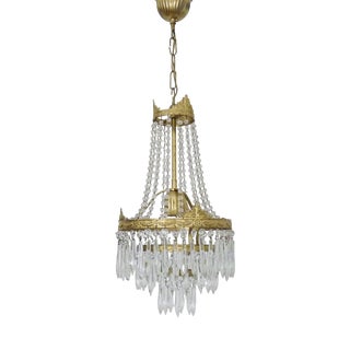 Vintage 3-Tiered Hot Air Balloon Chandelier with Glass Pendants, 1970s For Sale