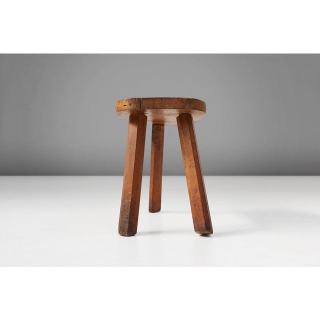 1920s Rustic Wooden Tripod Stool, France, 1920s For Sale - Image 5 of 11