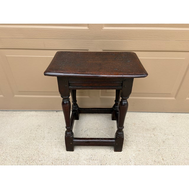 Late 17th Century English Oak Joint Stool With Turned Legs For Sale - Image 4 of 13