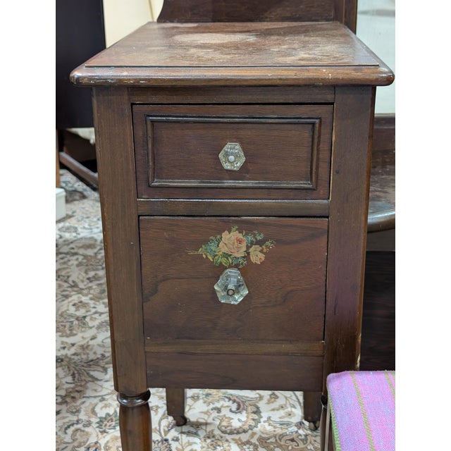 American Antique National Furniture Company Walnut Vanity, Mirror & Bench, Mount Airy Nc , 3 Pieces For Sale - Image 3 of 18