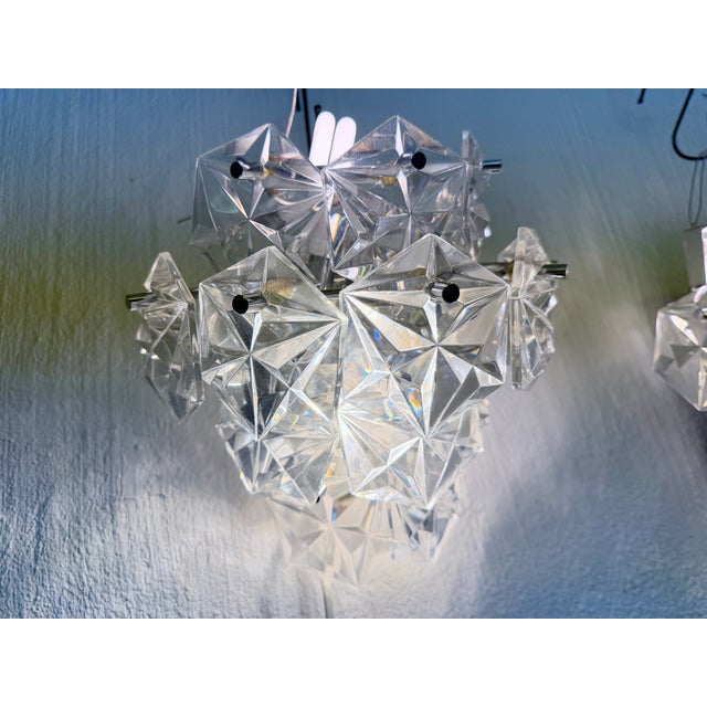 Silver Chrome and Crystal Glass Wall Lights attributed to Kinkeldey, 1970s, Set of 2 For Sale - Image 8 of 10