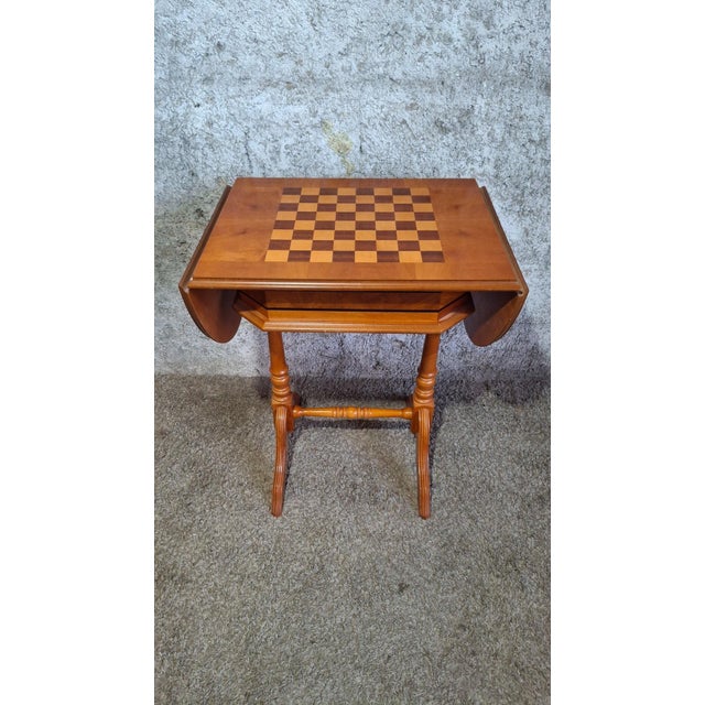 Brown Louis Philippe Marquetry Chessboard Game Table, 1890s For Sale - Image 8 of 12