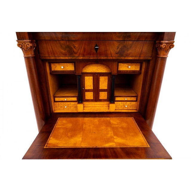 Wood Antique Biedermeier Walnut Secretary, Western Europe, 1840s For Sale - Image 7 of 18