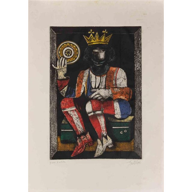 King of Coins is an etching realized by Franco Gentilini (Italian Painter, 1909-1981) in the 1970s. The state of...