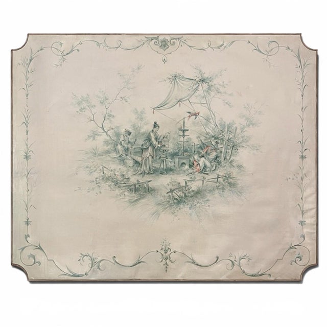 19th Century French Chinoiserie Hand-Painted Panel on Canvas For Sale - Image 4 of 15
