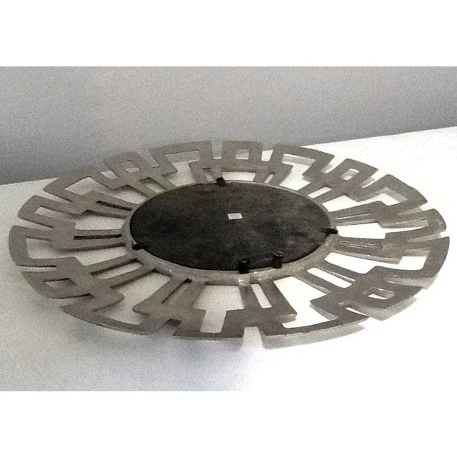 Geometric 15" Greek Key Chrome Mirror For Sale - Image 4 of 7