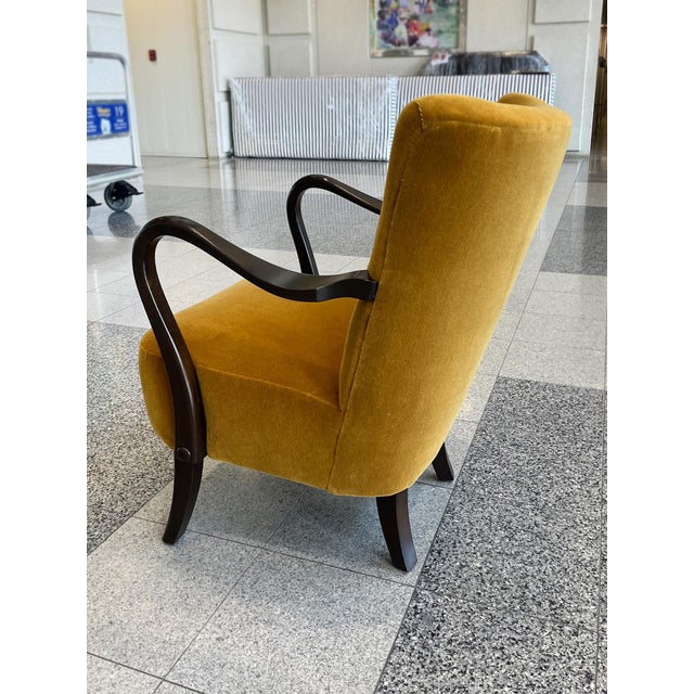 Alfred Christensen Danish Modern Wingback Armchair in Dedar Mohair For Sale - Image 10 of 12
