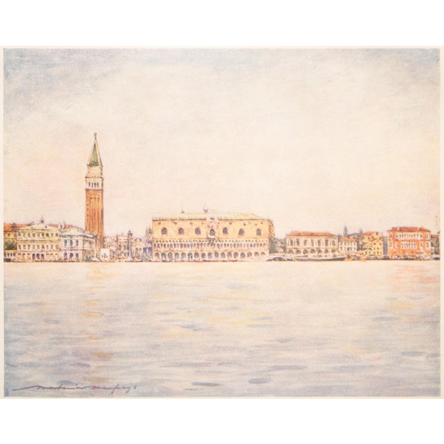 An original small period antique full-color print of Venice by Mortimer Menpes after his watercolor painting "Panorama...