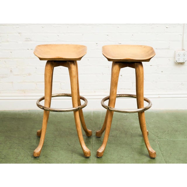 American Vintage Pair of Bar Stools For Sale - Image 3 of 4