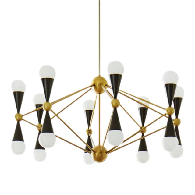 Jonathan Adler Caracas 16-Light Black Brass Globe Chandelier For Sale