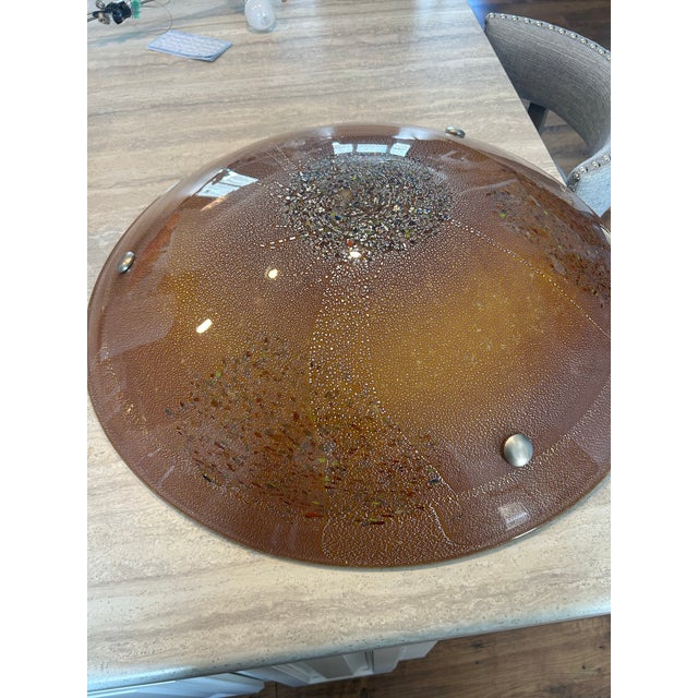 Contemporary Meyda Lighting (From the Metro Fusion Collection)-Fused Amber Art Glass 30” Inverted Bowl Chandelier For Sale - Image 3 of 11