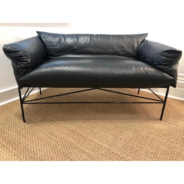 Italian Black Leather Settee Chairish