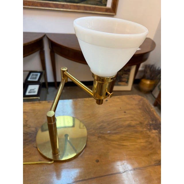 Mid-Century Modern 1970s Brushed Brass Swing Arm Lamp Attributed to Walter Von Nessen For Sale - Image 3 of 8