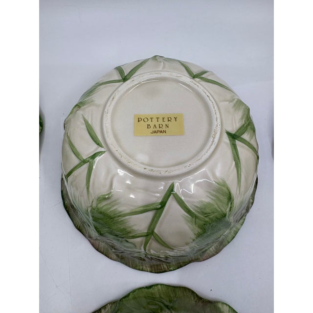 Vintage Pottery Barn Pink and Green Cabbage Bowls - A Set of 6 For Sale - Image 12 of 12