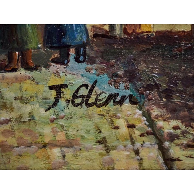J. Glenn, Romantic Historic Alley, Oil on Wooden Panel For Sale - Image 4 of 7