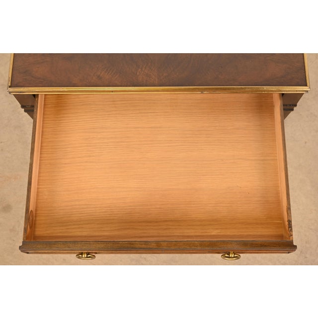 Baker Furniture French Regency Louis XVI Burled Walnut and Brass Tea Table or Occasional Side Table For Sale In South Bend - Image 6 of 11