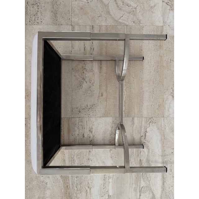 Contemporary Waterworks Easton Stool Nickel Finish White Vinyl Seat For Sale - Image 3 of 5
