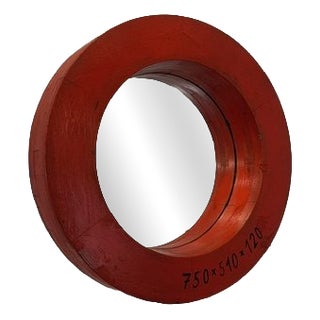Vintage Industrial Wooden Mirror in Negative Molds, 1930 For Sale