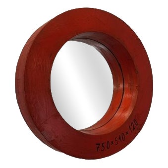 Vintage Industrial Wooden Mirror in Negative Molds, 1930 For Sale