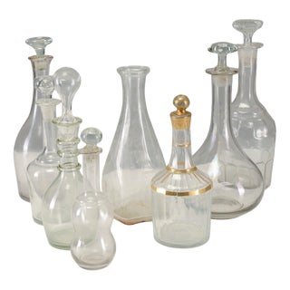 20th Century Worked Glass Decanter Bottles, Set of 8 For Sale